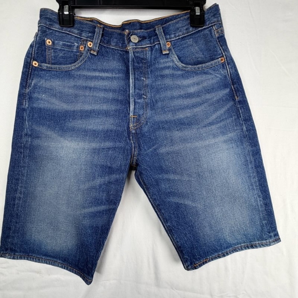 Levis 501 Original Denim Shorts Mens 29 Medium Wash Blue Button Fly Cut Offs